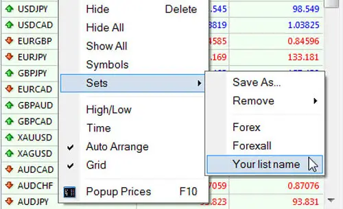 How to Create a Custom Market Watch Currency Set in Metatrader 4 (MT4) 4 Now You Can Load Your Custom Currency Set!