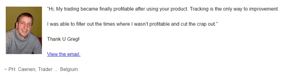 Trading Journal Spreadsheet Review 8 TJS Testimonial 4