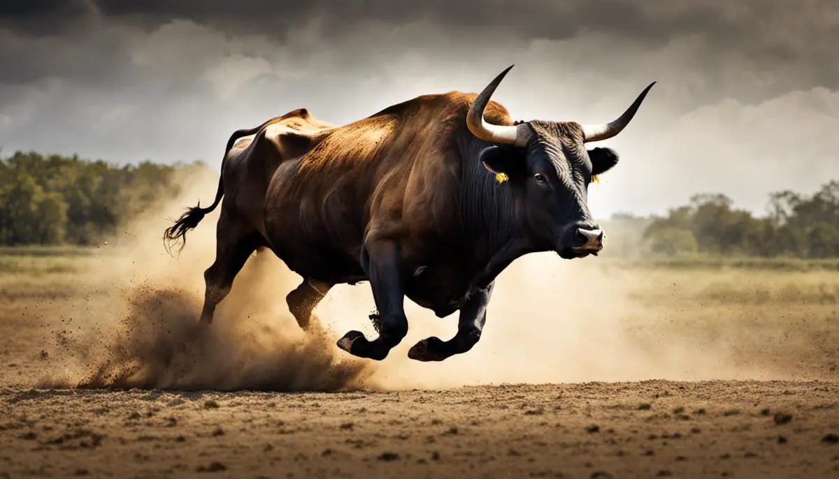 An image showing a bull charging forward, representing bullish trends in the market.
