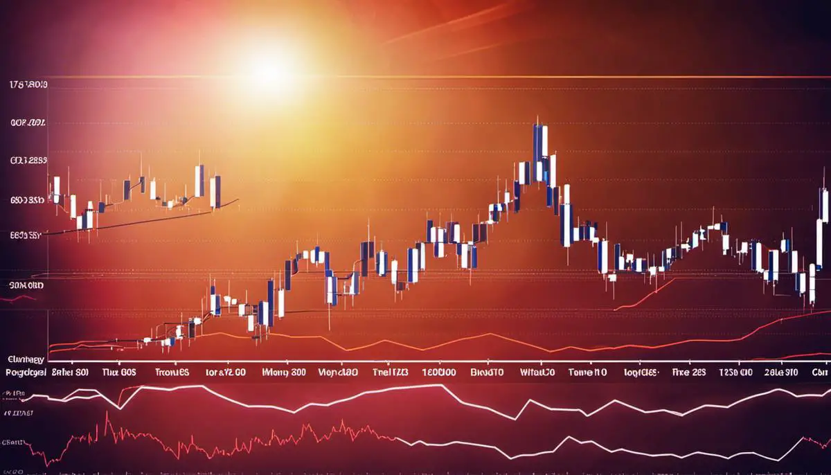 A candlestick chart showing price trends and patterns in financial markets