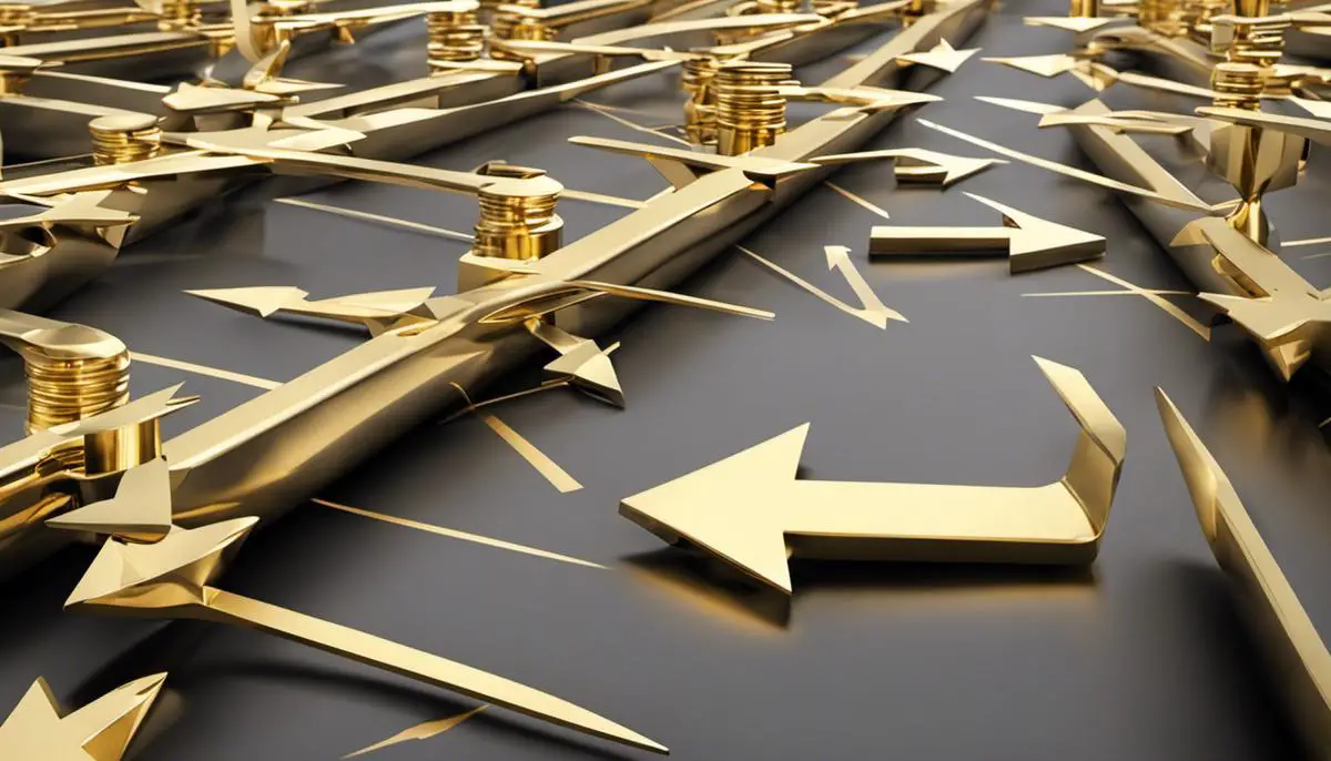 Essentials of Copy Trading: A Guide for Entrepreneurs 2 Image depicting the concept of copy trading, showing multiple arrows pointing in different directions to represent the diverse strategies and movements within the market.