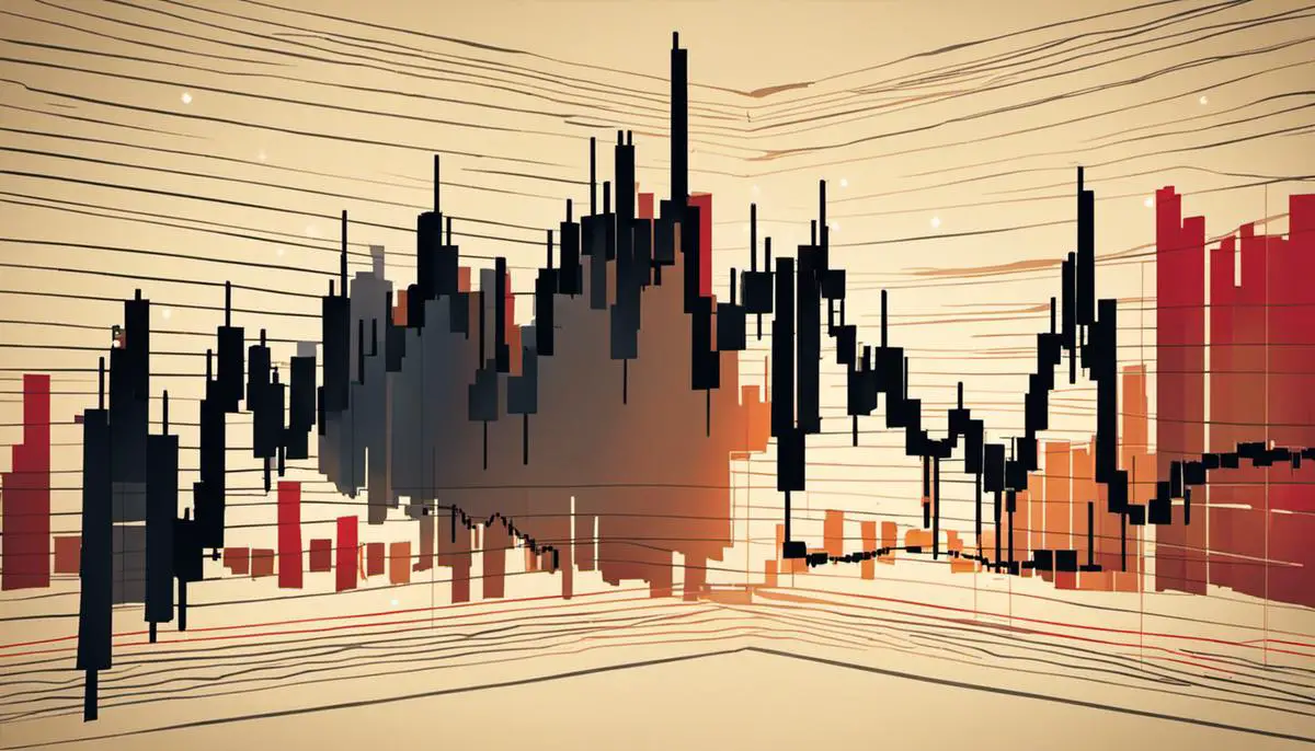 Illustration of a Cross Doji formation, showing a candlestick with a nearly invisible body to represent the opening and closing prices being virtually the same. This formation indicates potential trend reversals and indecision in the market.