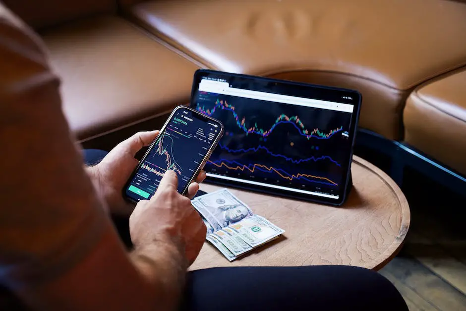 A person sitting at a desk with multiple computer screens, analyzing stock charts and market data