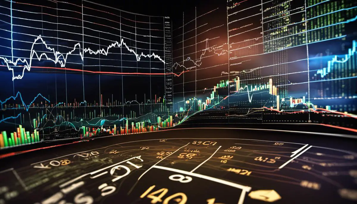 An image of a trading landscape depicting charts and graphs representing stock market trends.